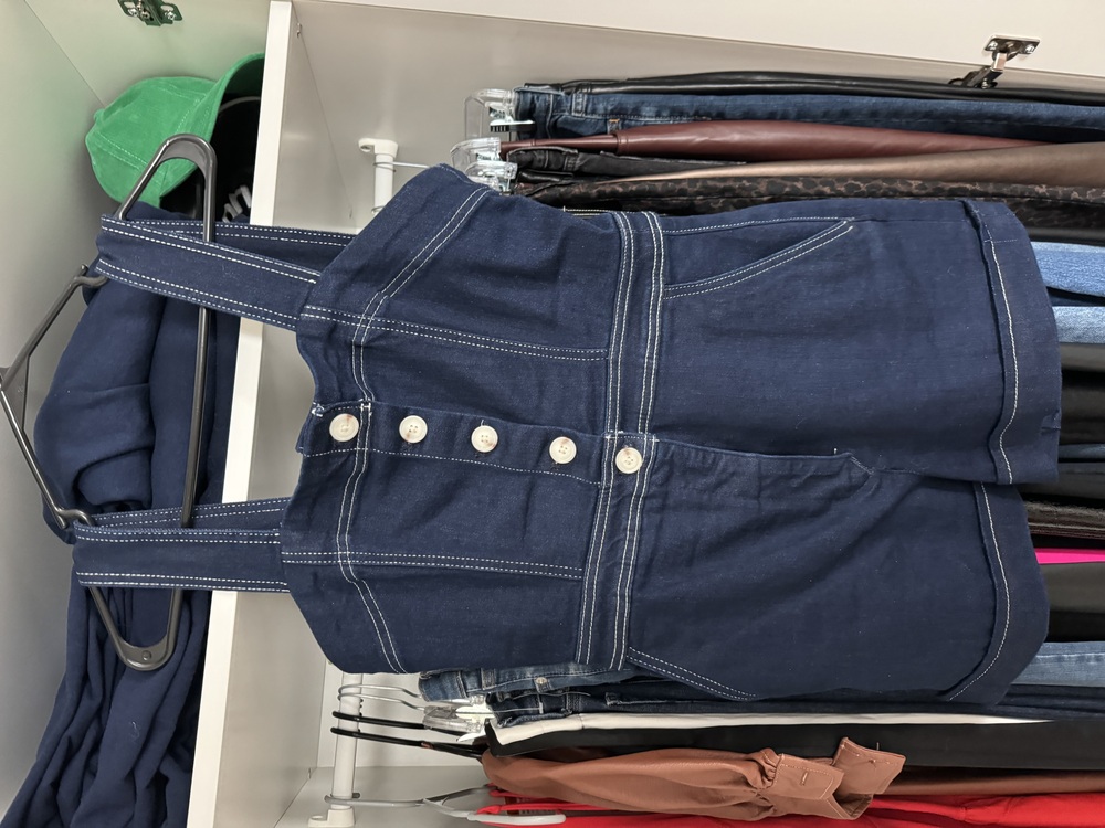 Anthropologie Button-Front Dark Navy Denim Short Romper
